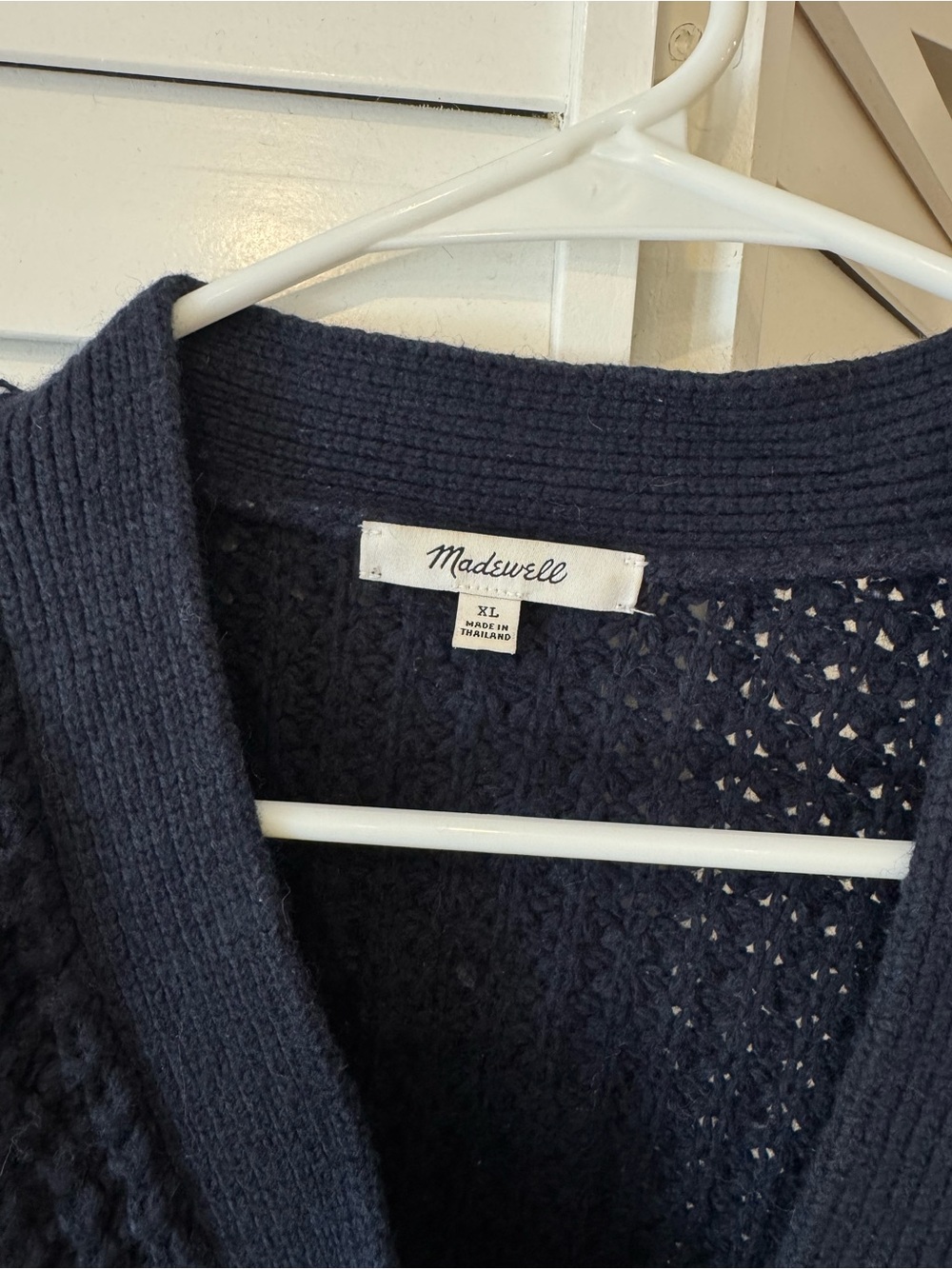 Madewell Navy Waffle-Knit Button Cardigan - Picture 3 of 5